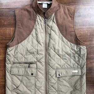 Men’s L Banded Vest. Moss Green W/Brown Leather
